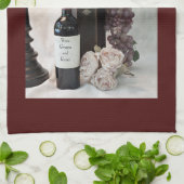 キッチンタオルワイン，ブドウとバラ キッチンタオル (折り畳み)