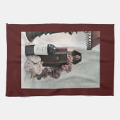 キッチンタオルワイン，ブドウとバラ キッチンタオル (横)