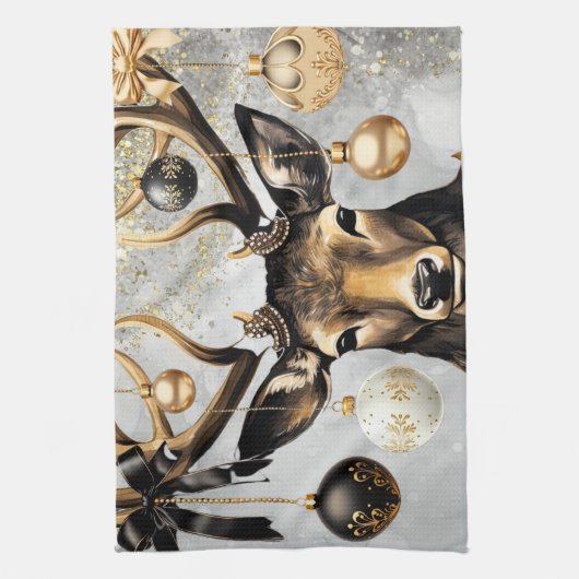 キッチンタオル冬クリスマスディアー キッチンタオル (縦)