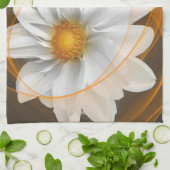 キッチンタオル花ホワイトブラックオレンジ キッチンタオル (折り畳み)