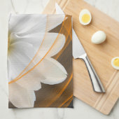 キッチンタオル花ホワイトブラックオレンジ キッチンタオル (四つ折り)