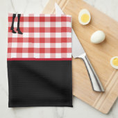 キッチンタオル赤い格子模様のムース キッチンタオル (四つ折り)