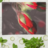 キッチンタオル開花赤と暗 キッチンタオル (折り畳み)