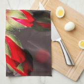 キッチンタオル開花赤と暗 キッチンタオル (四つ折り)
