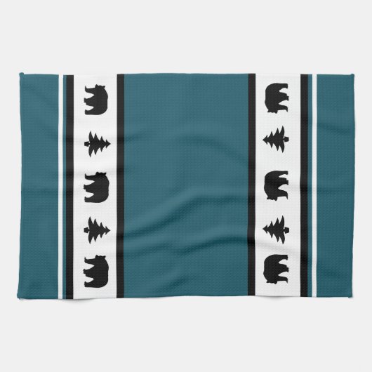 キッチンタオル – イエローストーンロッジ3クマと木 (横)