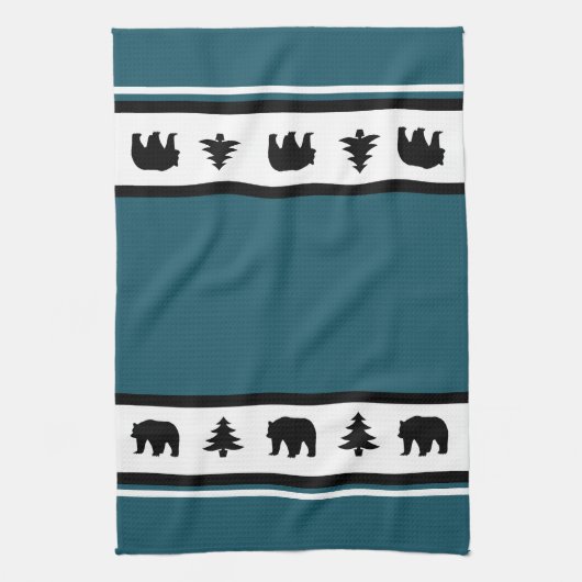 キッチンタオル – イエローストーンロッジ3クマと木 (縦)
