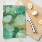 キッチンタオル「カラーバーストグリーンゴールズインクブロ」 キッチンタオル (四つ折り)