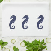 キッチンタオル – シーホース(ネイビーブルー) (折り畳み)