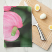 キッチンタオル – ピンクのアントゥリウムツインズ (四つ折り)