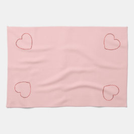 キッチンタオル – ピンクのワイヤーフレームハート