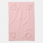 キッチンタオル – ピンクのワイヤーフレームハート (縦)