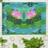 キッチンタオル – ピンクロータス抽象芸術 (折り畳み)