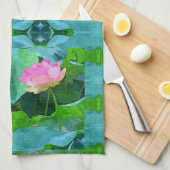 キッチンタオル – ピンクロータス抽象芸術 (四つ折り)