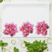 キッチンタオル – ピンク牡丹 (折り畳み)