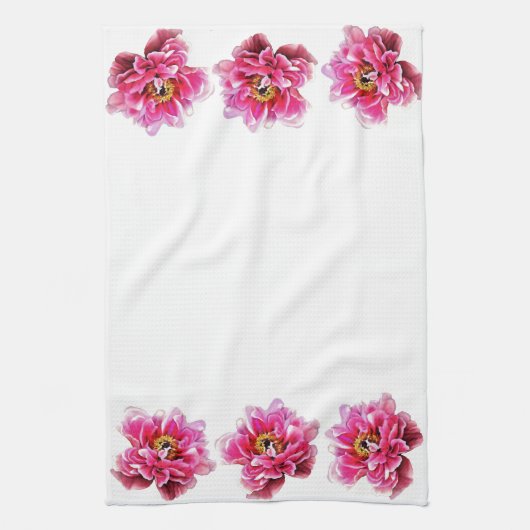 キッチンタオル – ピンク牡丹 (縦)