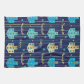 キッチンタオル「ブルー/金ゴールドドレディール」 キッチンタオル (横)