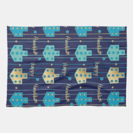 キッチンタオル「ブルー/金ゴールドドレディール」 キッチンタオル