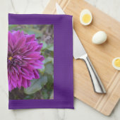 キッチンタオル（紫のダリア付） キッチンタオル (四つ折り)