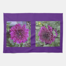 キッチンタオル（紫のダリア付）