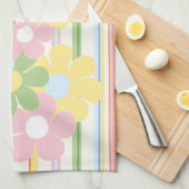 キッチンタオル「花とストライプ」 キッチンタオル (四つ折り)