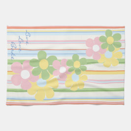 キッチンタオル「花とストライプ」 キッチンタオル