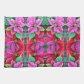 キッチンタオル – 赤とピンクのポインセティアス (横)