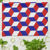 キッチンタオル – 錯覚、赤い白と青をブロック (折り畳み)