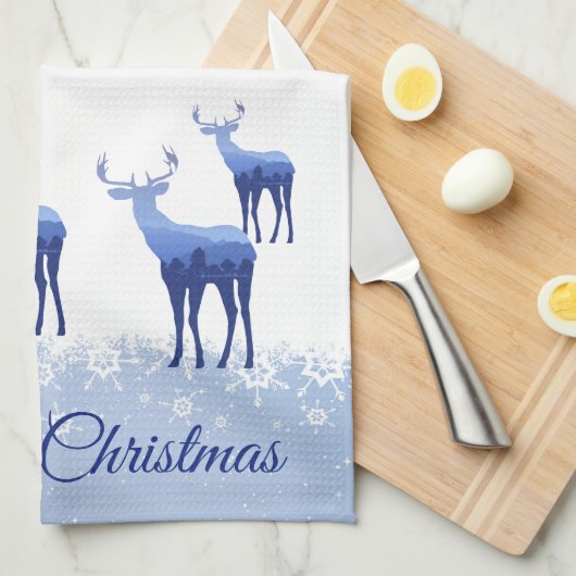 キッチンタオル – 鹿の雪 (四つ折り)