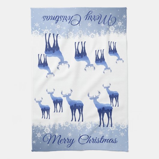 キッチンタオル – 鹿の雪 (縦)
