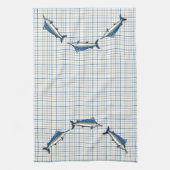 キッチンタオル – Blue Marlin on Plaid (縦)