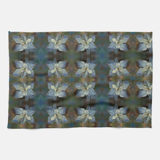 キッチンタオル – Blue Pointsettias (横)