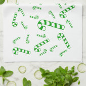 キッチンタオル – Green Candy Canes (折り畳み)