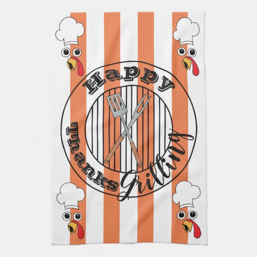キッチンタオル「Happy ThanksGrilling」 キッチンタオル (縦)