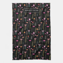 キッチンタオル – Neon Wildflowers、カスタムモノグラム