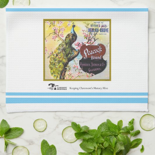 キッチンタオル – Peacock fruit crateラベル (折り畳み)