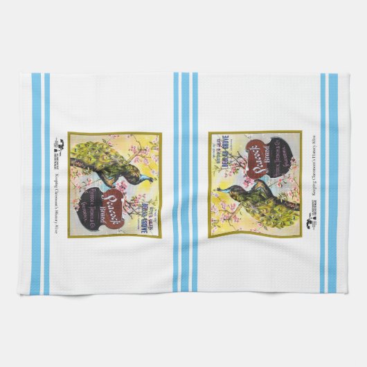 キッチンタオル – Peacock fruit crateラベル (横)