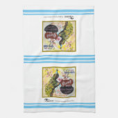 キッチンタオル – Peacock fruit crateラベル (縦)