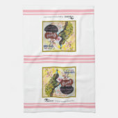 キッチンタオル – Peacock fruit crateラベル (縦)