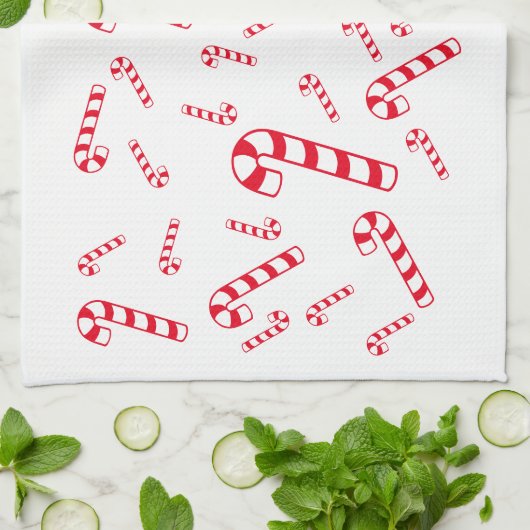 キッチンタオル – Red Candy Canes (折り畳み)