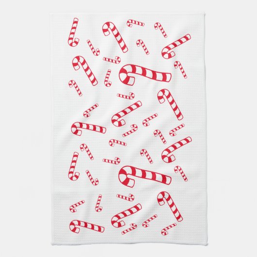 キッチンタオル – Red Candy Canes (縦)