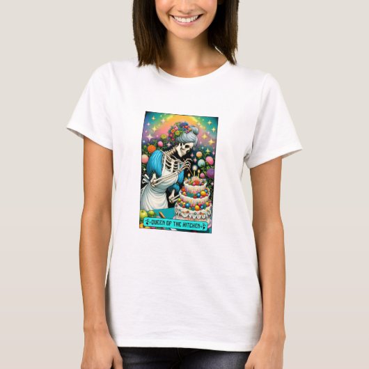 キッチンタロットカードTシャツの女王 Tシャツ (正面)