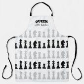 キッチンチェスのクイーン白黒パターン エプロン (正面)