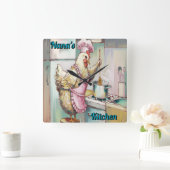 キッチンチキン時計 スクエア壁時計 (ホーム)