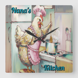 キッチンチキン時計 スクエア壁時計