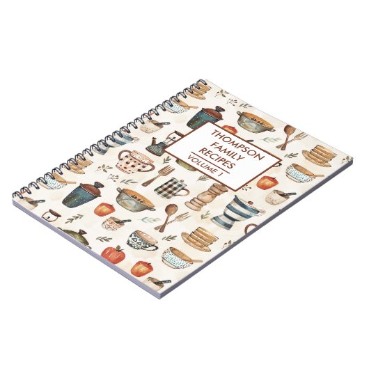 キッチンツールのパーソナライズされた素朴レシピ ノートブック (左側)