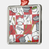 キッチンツールチェッカーボード メタルオーナメント (左)