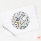 キッチンツールパターン ラウンドシール (封筒)