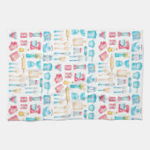 キッチンティータオル – 食器水彩 キッチンタオル (横)