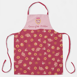 キッチンティーパタンパーティーマゼンタ エプロン