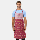 キッチンティーパタンパーティーマゼンタ エプロン (着用した状態)